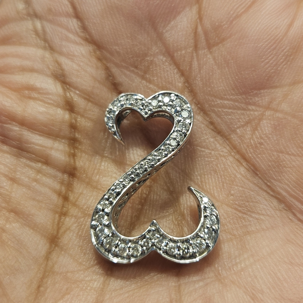 Sparkling Silver Heart Brooch